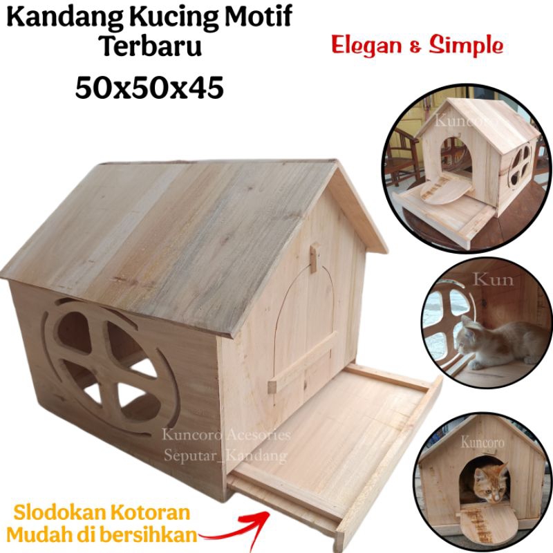 TERBARU || KANDANG ANJING KUCING DAN KELINCI, BAHAN KAYU MAHONI MOTIF TERBARU MODEL SLOROK KOTORAN