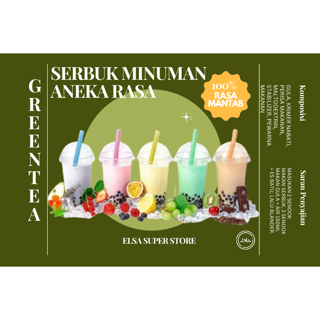 

SERBUK MINUMAN RASA GREEN TEA 1000GR