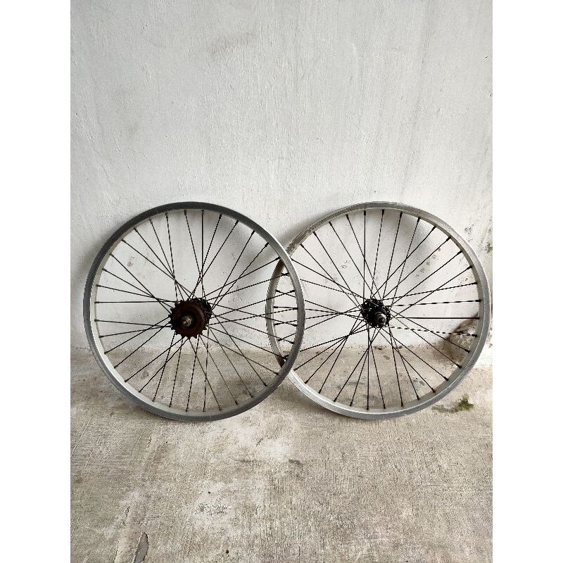 Wheelset 20 velg almunium aloy hub gir freewheel sepeda bmx osbmx minion lowrider cruiser lipat
