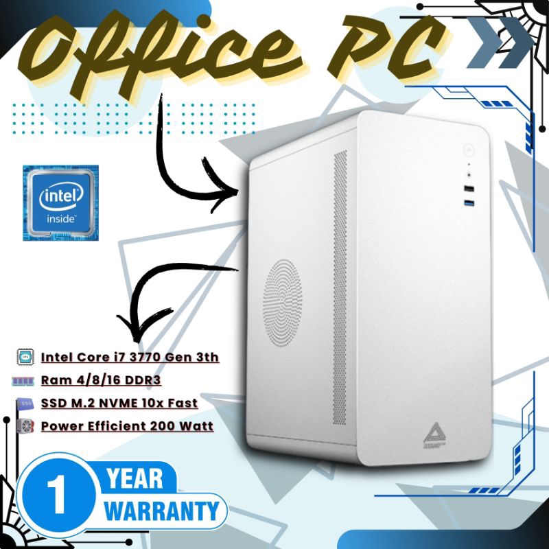 Intel Inside Office PC Core i7 3770 Gen 3th RAM 4GB/8GB/16GB DDR3 SSD M.2 NVMe 10