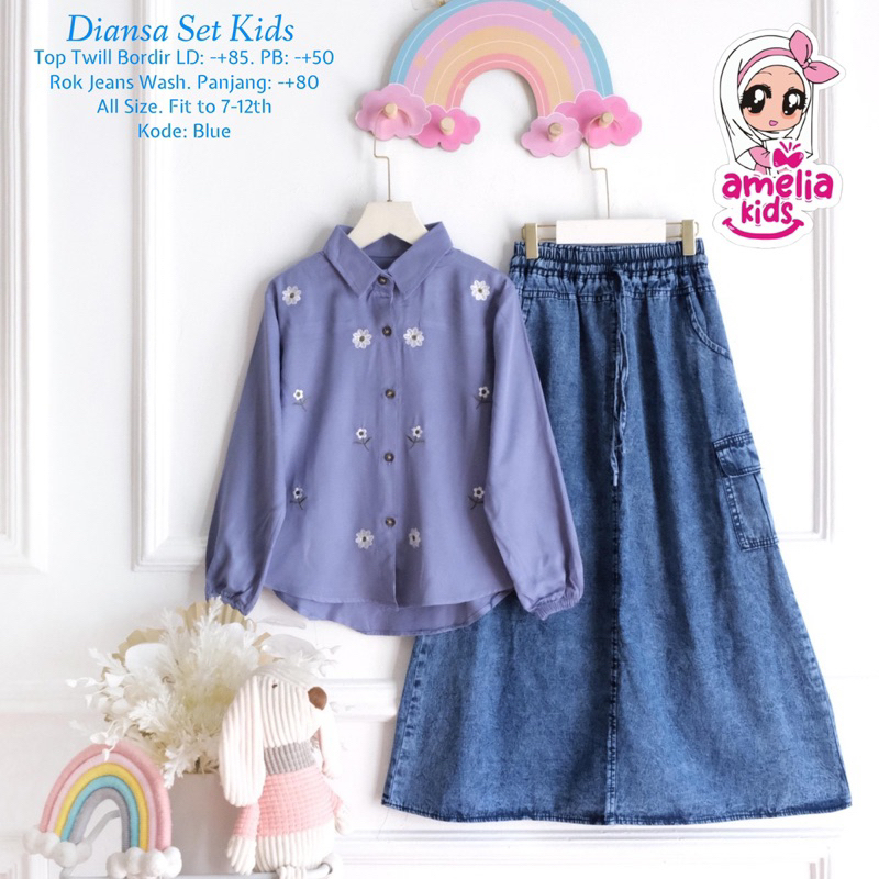 [[ New Arrival ]] Diansa Set Kids Setelan Blus dan Rok Cargo Anak Model Terbaru Outfit Anak Casual S