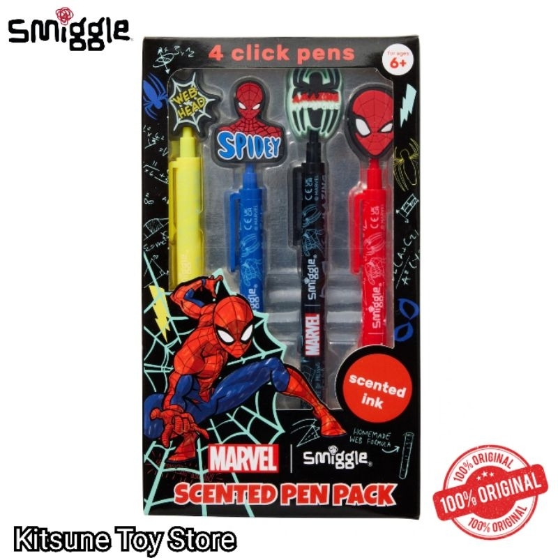 

Smiggle Marvel Scented Ink Pen Pack Spiderman 4 Click Pens Original - Pulpen Bolpen Pen Tinta Wangi Anak Sekolah SD SMP