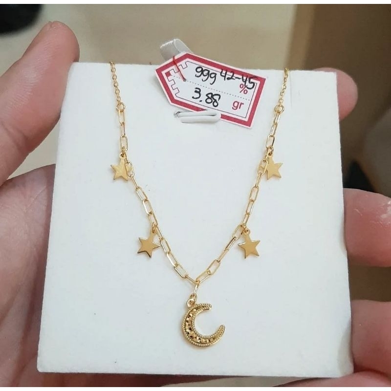 Kalung emas 24k bintang bulan