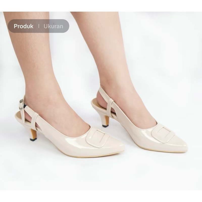 Green love sepatu heels wanita olivia