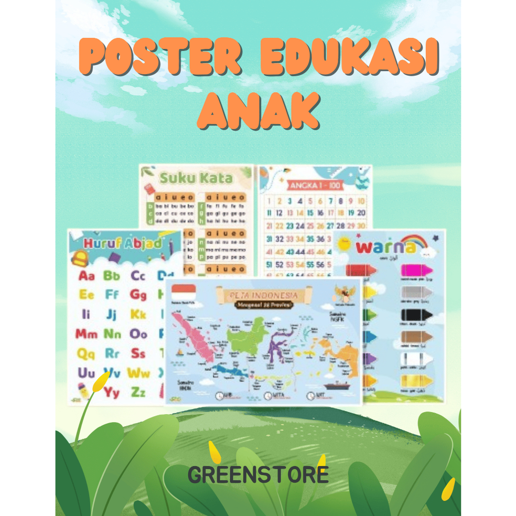 POSTER EDUKASI ANAK | POSTER BELAJAR | POSTER DINDING EDUKASI