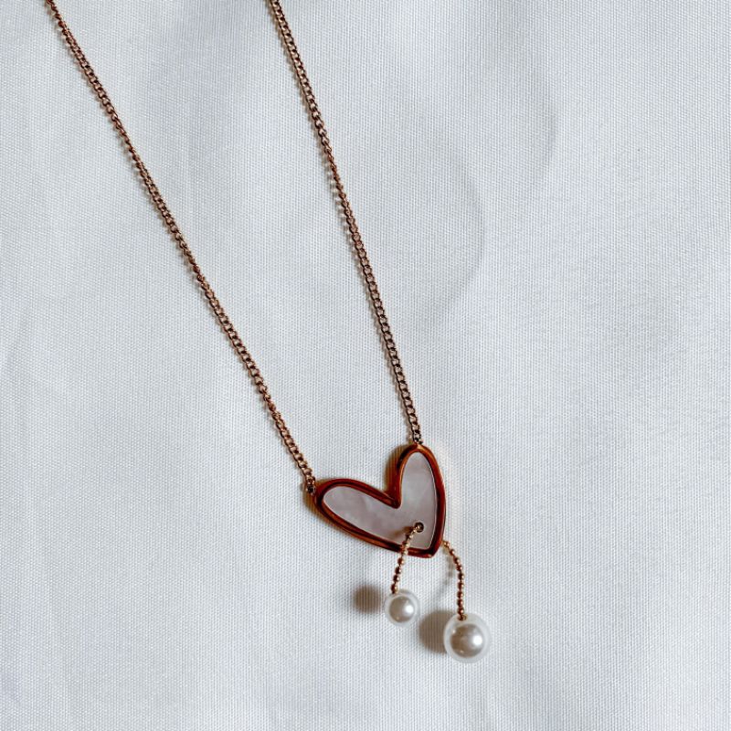 Love Pearl Titanium Gold Necklace