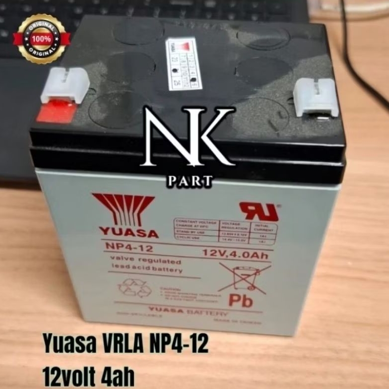 Aki Batrery VRLA YUASA NP4-12 12volt 4ah Original Batre Yuasa NP 4-12