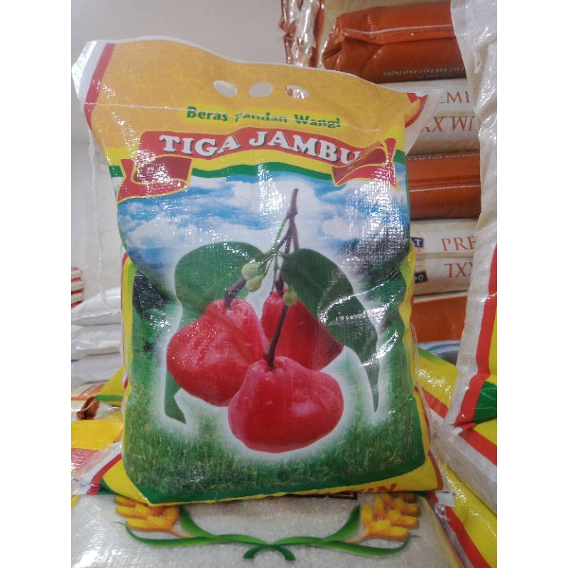 

beras cap merek tiga jambu 5 kg-free ongkir