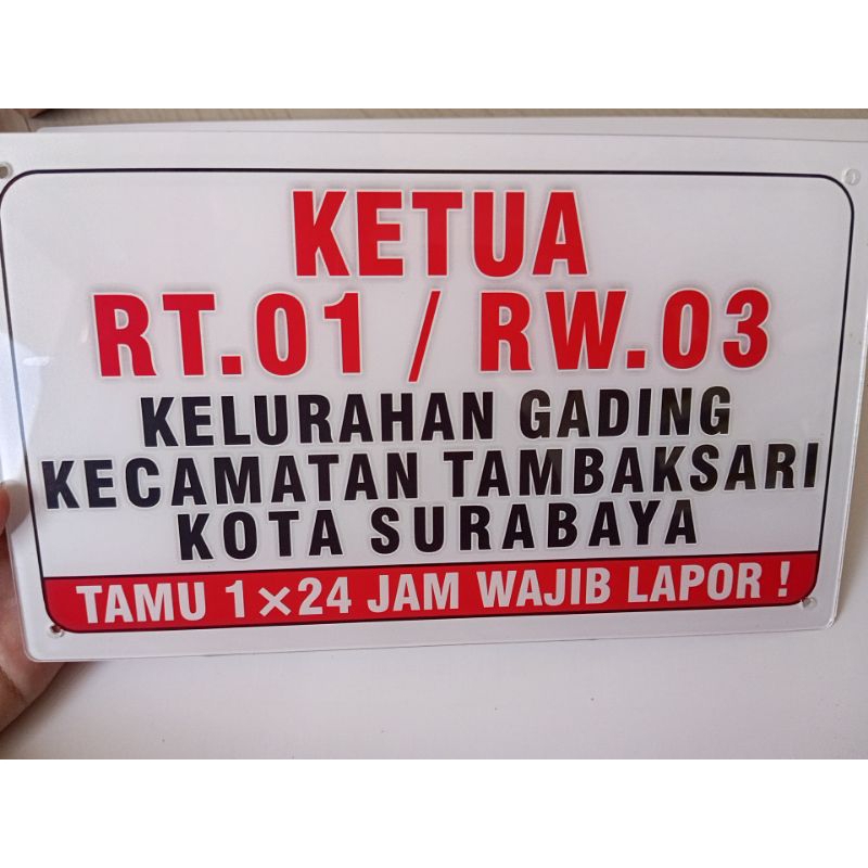 Nomor Rumah Akrilik RT RW