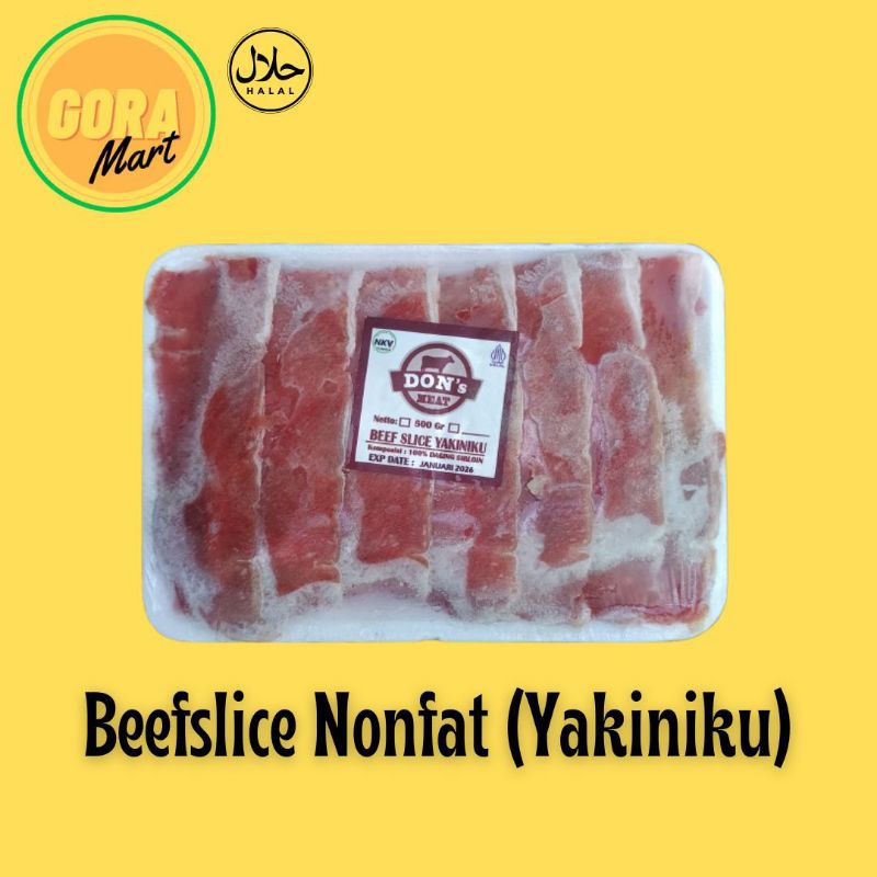 

Beefslice Non fat/ Beef AUS Sirloin Slice/ Beefslice Yakiniku / Sirloin slice / Daging Slice tanpa lemak 500gr (Halal dan NKV)