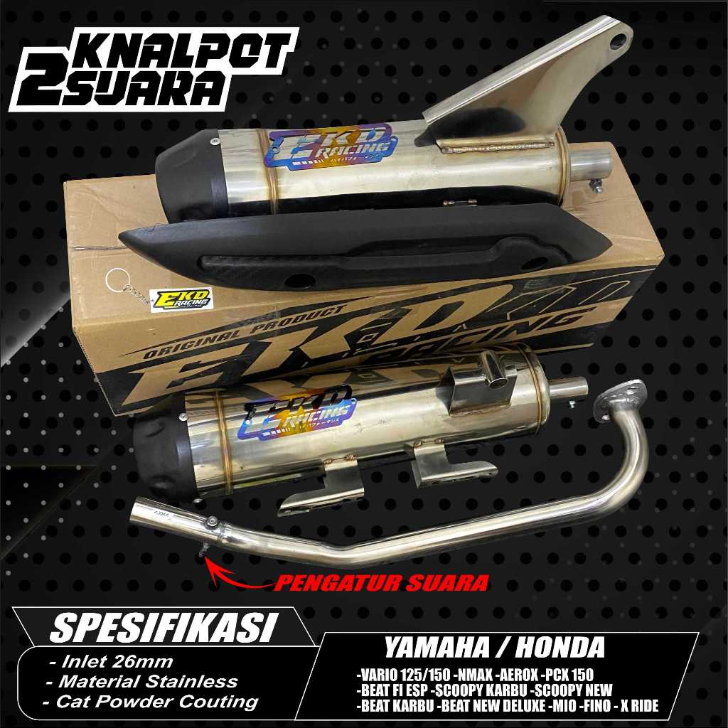 Knalpot Standar Racing 2 Suara FULLSET Adem Ngebas Beat fi, Beat Karbu, Pop, Esp,Beat deluxe