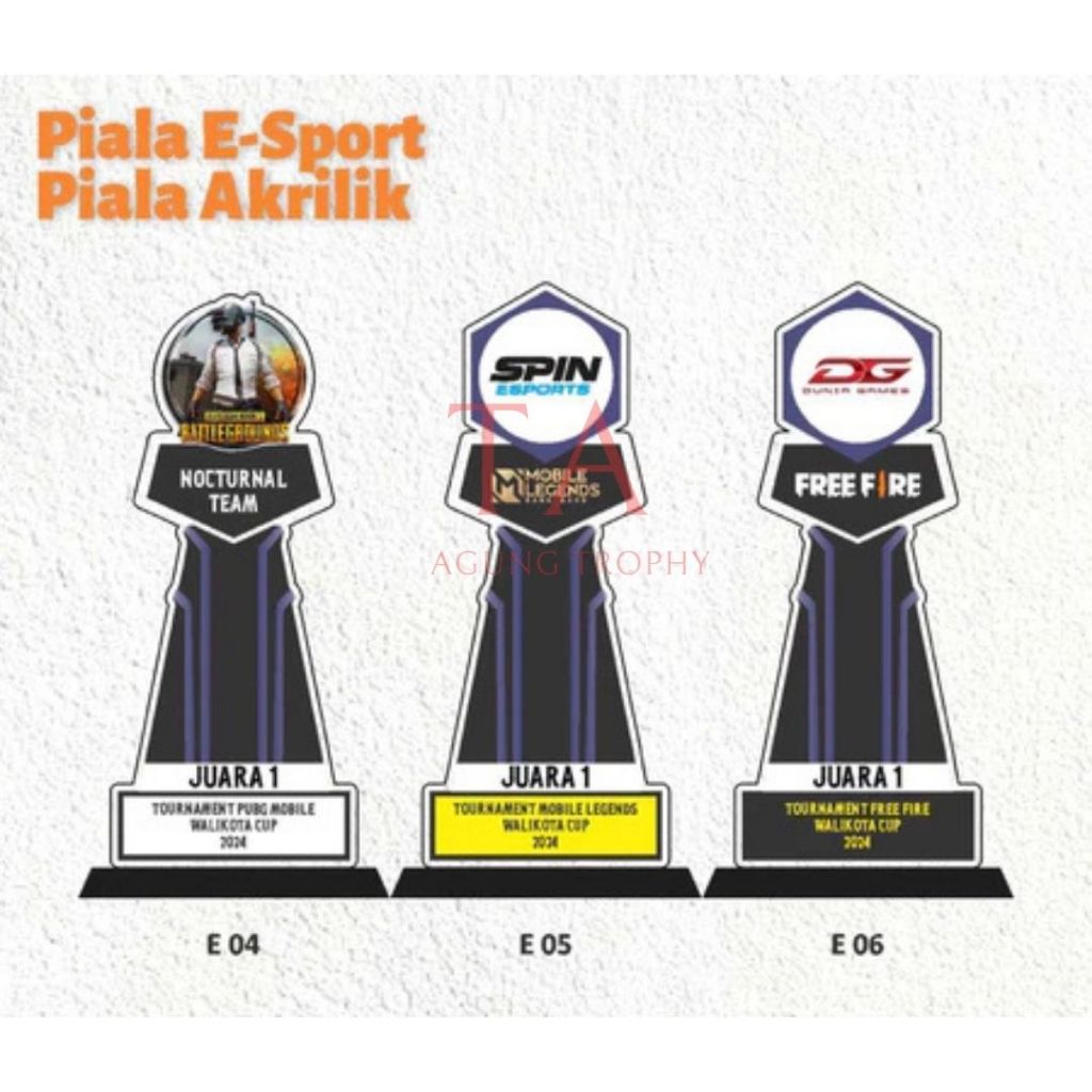 Plakat E Sport Piala E sport Akrilik Piala Pubg Piala Mobile Legend Piala Free Fire Akrilik