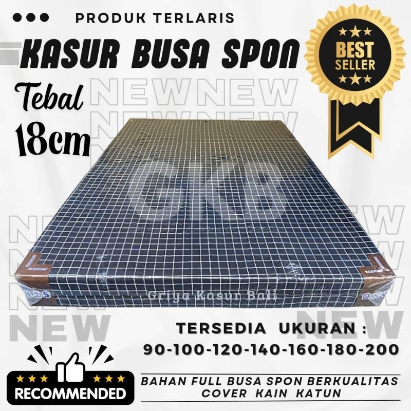 [FULL SPON] KASUR BUSA TEBAL 18cm  Full Busa Spon Berkualitas Tidak Mudah Kempes Kasur Spon 90x200 K