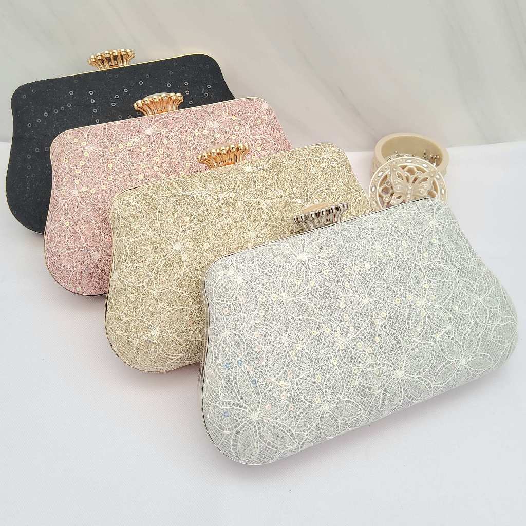 Farnell - Model Terbaru Clutch Pesta Brukat Tas Pesta Diamond Mewah 26399 Cantik Elegan Co