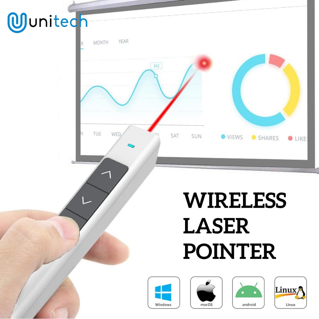 Wireless Laser Pointer Unitech Rechargeable 2.4G untuk Presentasi Meeting