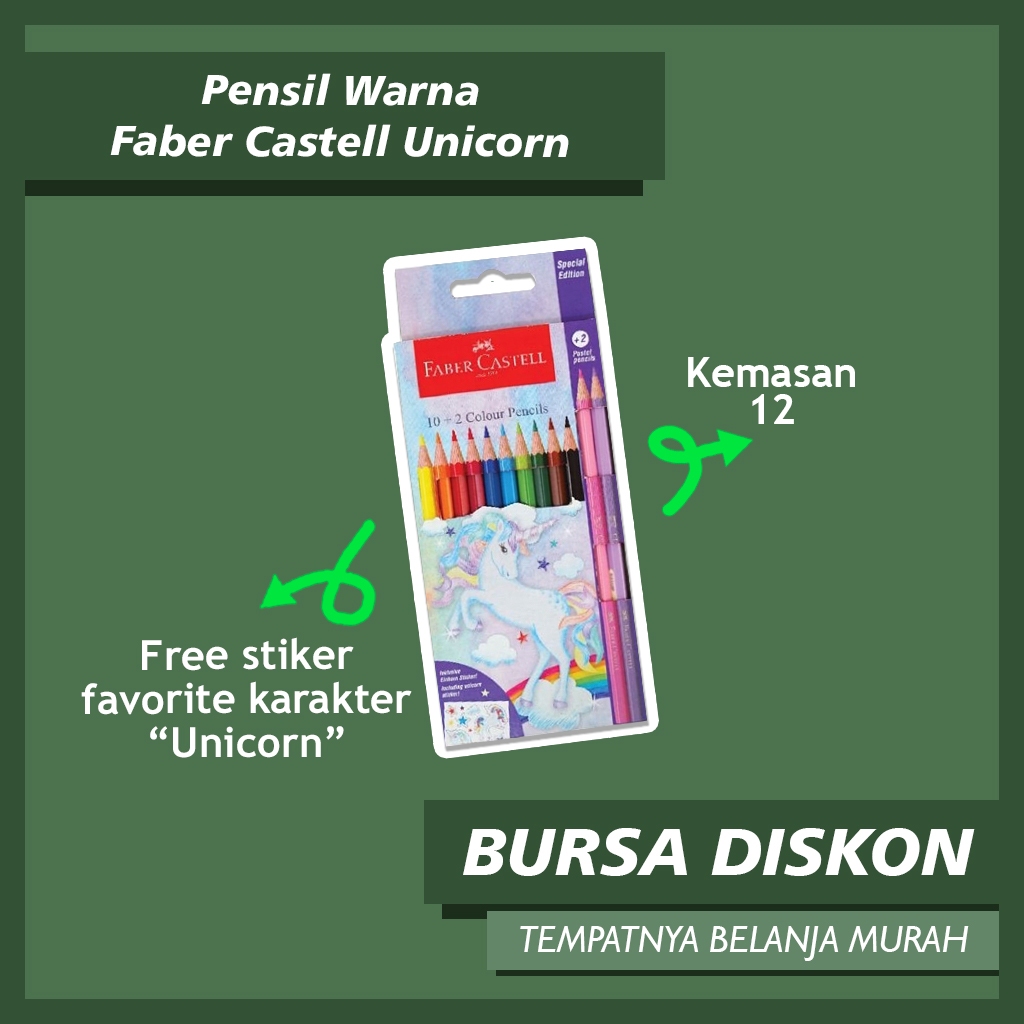 

Pensil Warna Faber Castell Unicorn Seri Panjang 12 Warna Faber-Castell Colored Pencils