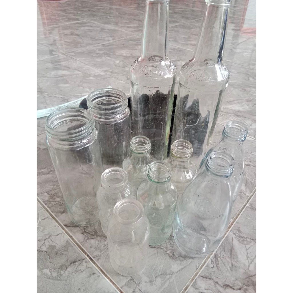 BOTOL KACA BEKAS 100 ml || YOU C 1000 || ZODA || marjan 460ml/ botol kaca 250 ml (tanpa tutup)