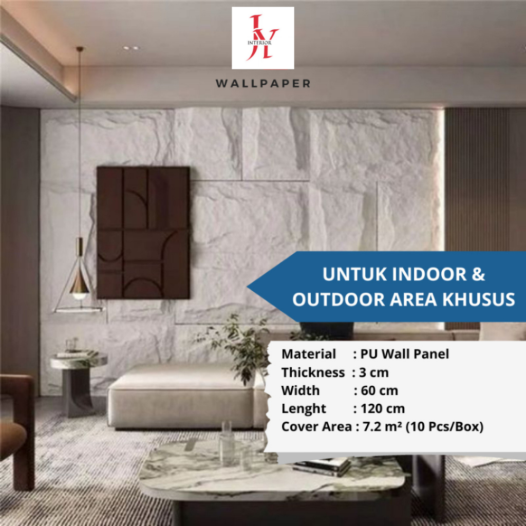 Wall Stone Panel Dinding 3D Batu Alam Wallpanel