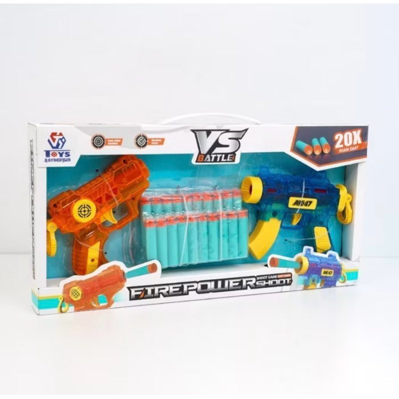 Mainan Tembak Tembakan // Mainan Anak Dual Soft Bullet Peluru Busa Gabus