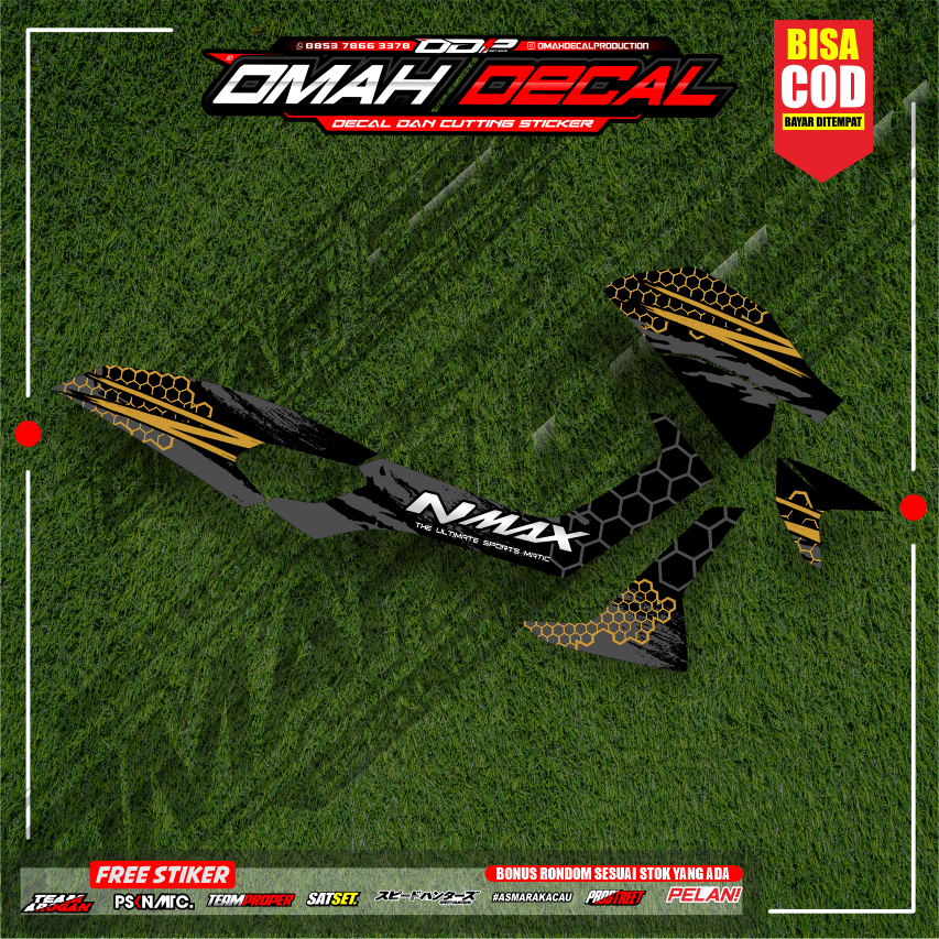 striping nmax old transparan modifikasi motif terbaru minimalis racing stiker nmax KT-010