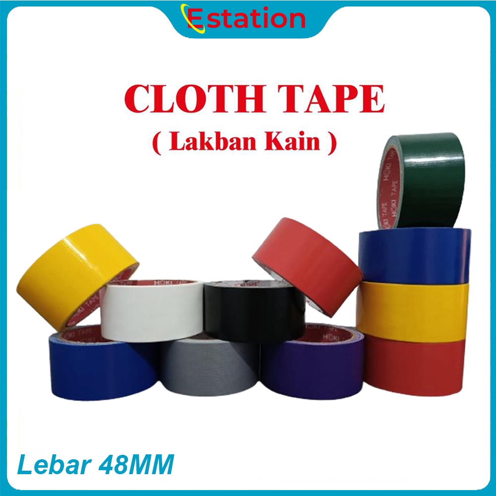 Lakban kain WARNA WARNI / Tape Kain Warna Warni 48mm x 12 meter - Hitam / Merah / Kuning / Hijau