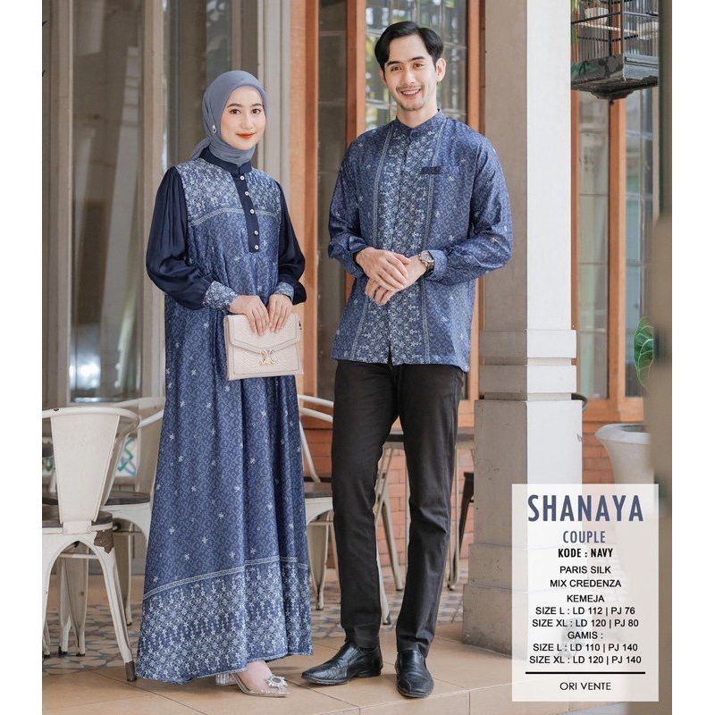 Azahra Maeza Shanaya Couple baju couple mewah baju couple gamis dan kemeja warna hitam SHANAYA COUPL