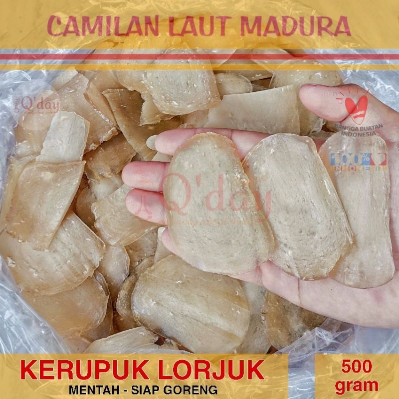 

KERUPUK LORJUK KERANG BAMBU MENTAH 500 gram SIAP GORENG Camilan Laut Madura Oleh Oleh Khas | Qday Classic Surabaya | Krupuk Fresh Murah Hemat Ekonomis CLM