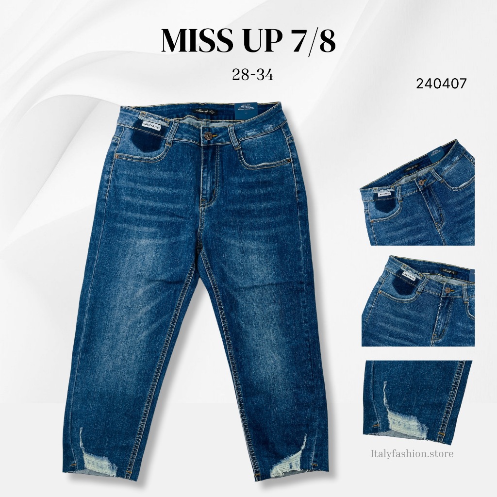 MISS UP Celana Jeans 7/8 Stretch Wanita 240407