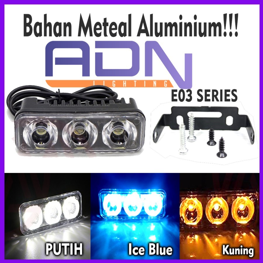 Lampu Tembak LED E03 Sorot Cree 3 Mata Motor Mobil Kabut Worklight foglamp