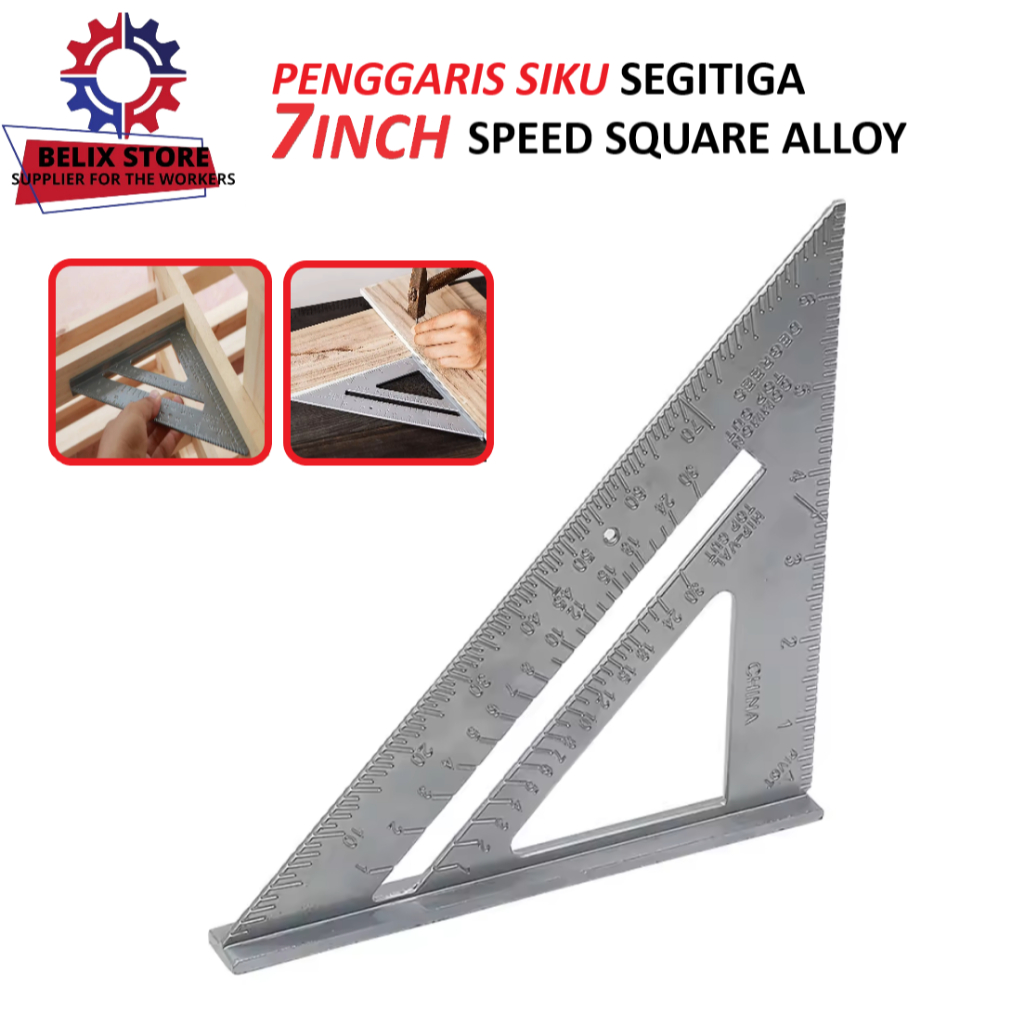 

Penggaris Siku Segitiga Alumunium 7inch Speed Square Alloy Penggaris Tukang Sudut Rectangle Ruler