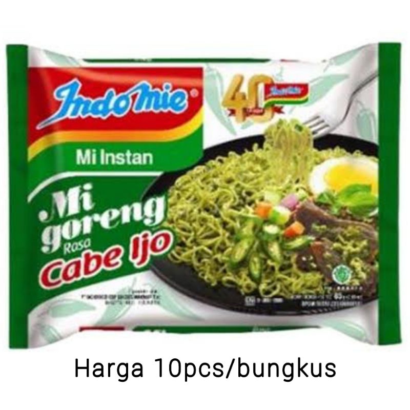 

Harga 10pcs Mie Instan Indomie Rasa Goreng Cabe Ijo