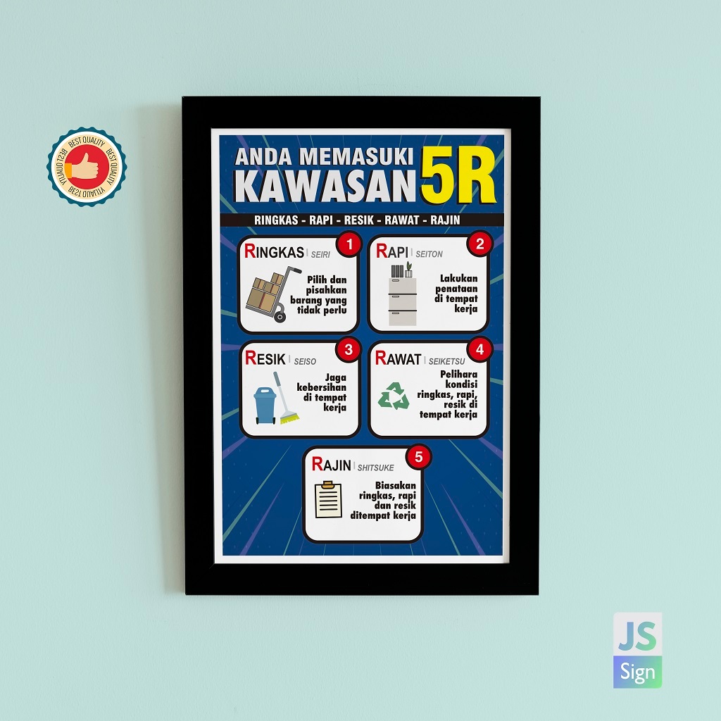 Poster Safety K3  KAWASAN 5R + Frame A3
