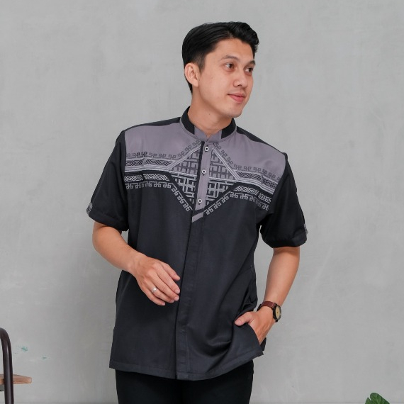 [Asriyani] Baju Koko Zulfi Lengan Pendek Pria Terbaru Motif Bordir Kekinian Bahan Katun Toyobo