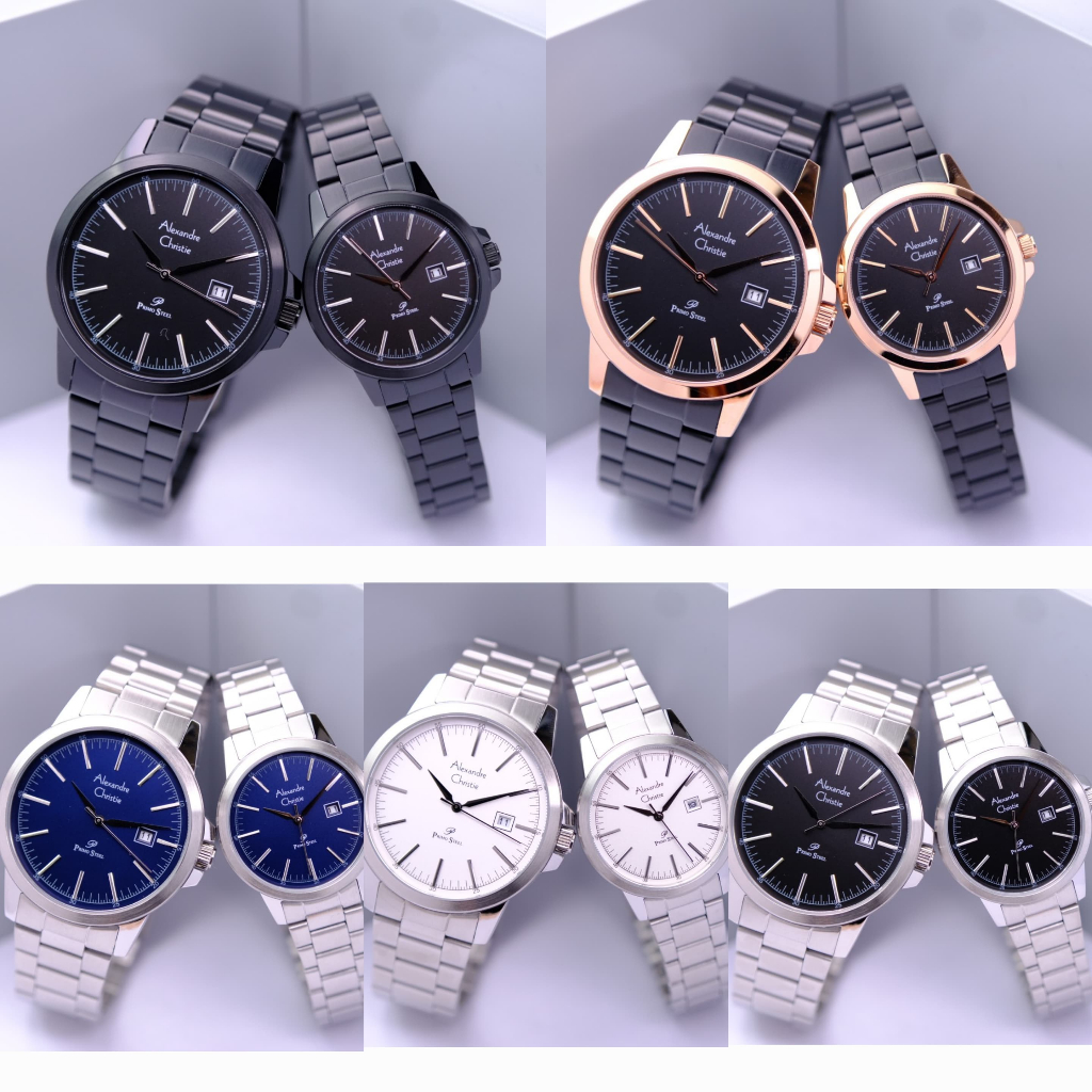 JAM TANGAN COUPLE ALEXANDRE CHRISTIE AC 1008 AC1008 STAINLESS READY BEBERAPA WARNA