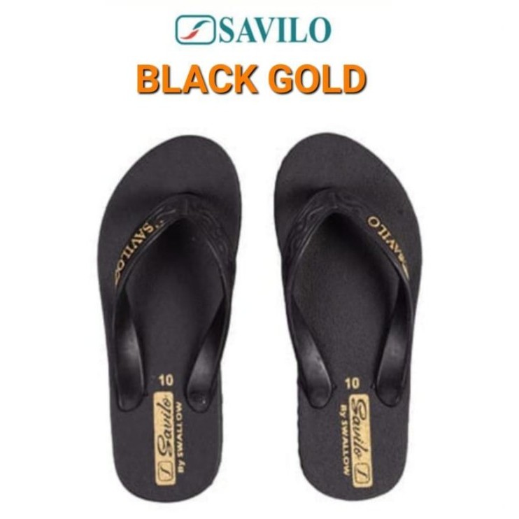 Sandal swallow savilo black gold Swallow Black Gold Fashion Karet Lokal Nyaman Ringan Anti Air & Sli