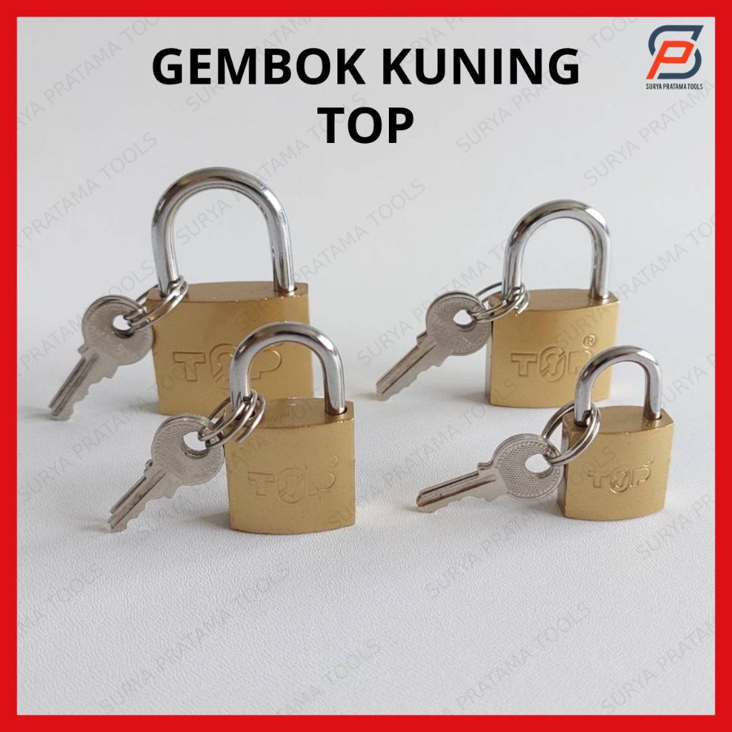 Gembok Kuning TOP 20mm 25mm 32mm 38mm Tebal Gembok Pintu Pagar Gembok Emas