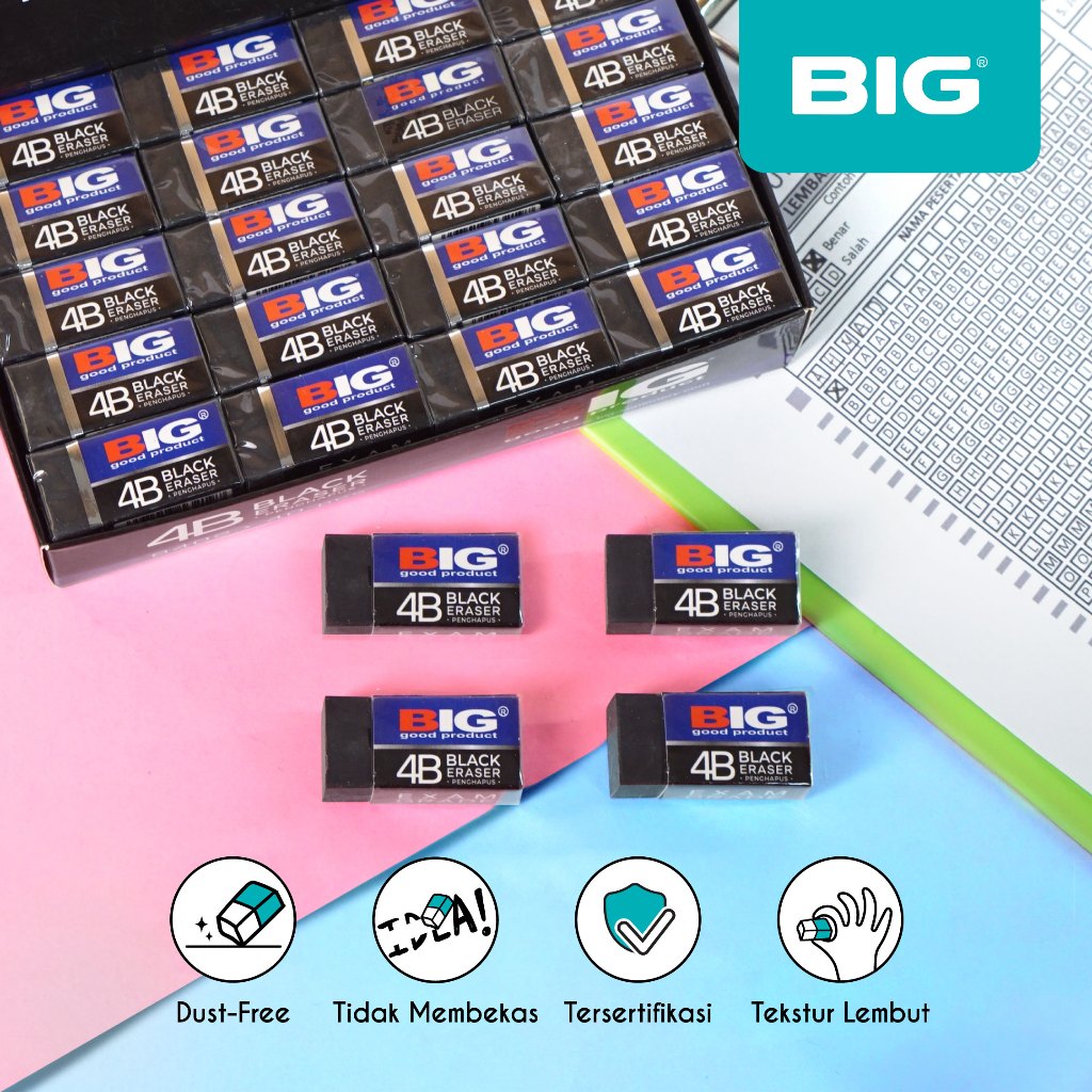 

40 Pcs BIG Penghapus / Eraser Pensil Hitam Kecil Dust Free ER-9402