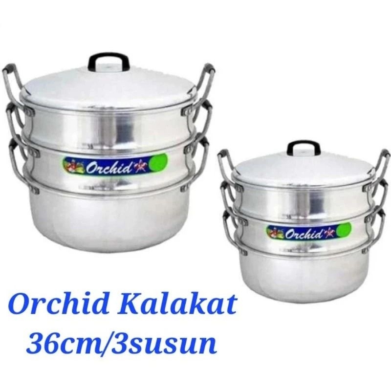 ORCHID Panci Kukusan 3 Susun Kalakat Aluminium 36/40/45 Cm Tebal