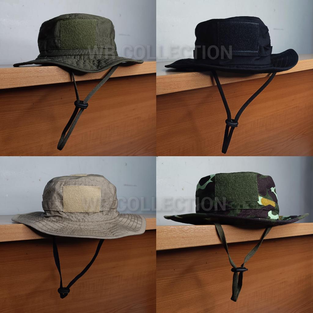 Topi Rimba Perekat Tactical Multicamblack / Topi rimba loreng brimob / Topi Rimba Hijau Rimba Hitam 