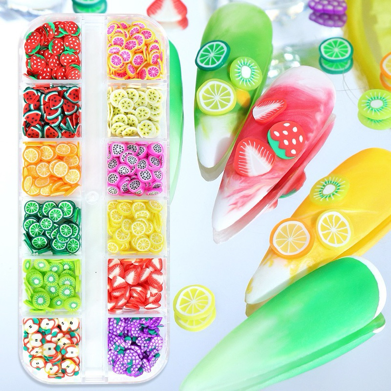 Set 12 Jenis Tempelan Buah Nail Art - Hiasan Nail Art Motif Buah - Fruit Decoration Nail Art - Akses