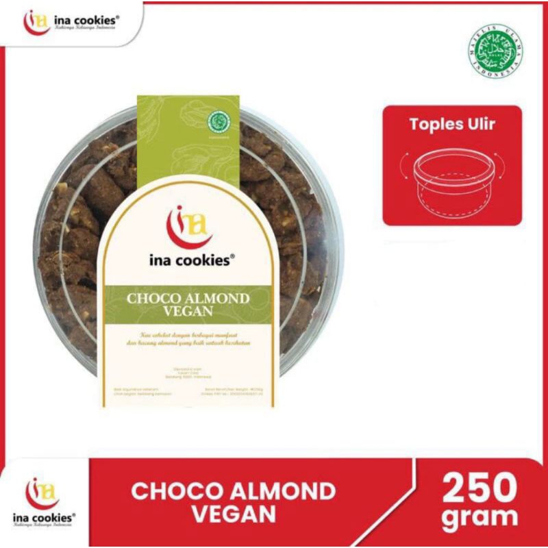 

Ina cookies Healthy Choco Almond Vegan toples reguler Cookies sehat