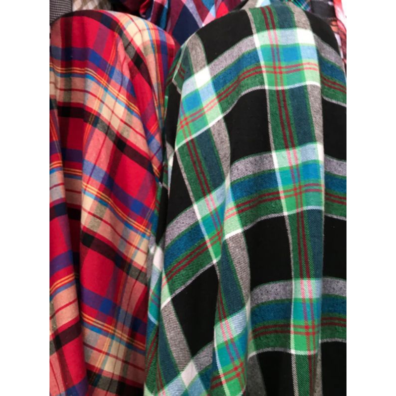 Kain Katun Flanel Motif Kotak Bahan Kemeja Flanel  Bahan Flanel Kotak kotak