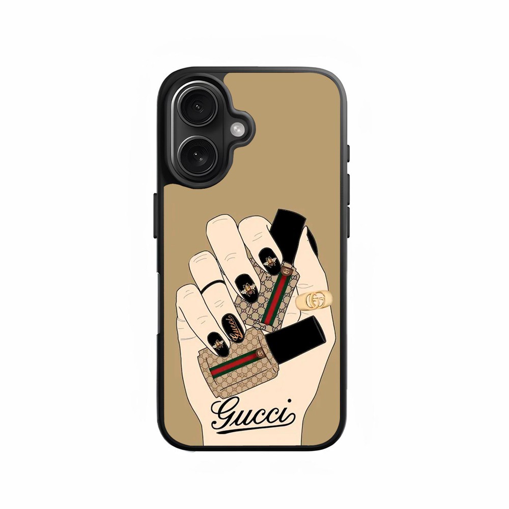 CASING iPhone 5 6 7 8 SE X XR XS 11 12 13 14 15 16 Pro Max Mini Plus CASE Gucci Nail Polish Nails