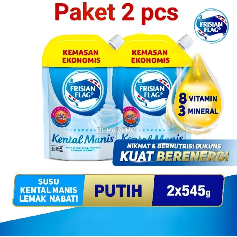 

Frisian Flag Pouch 545gr x 2 Pcs - Susu Kental Manis Bendera