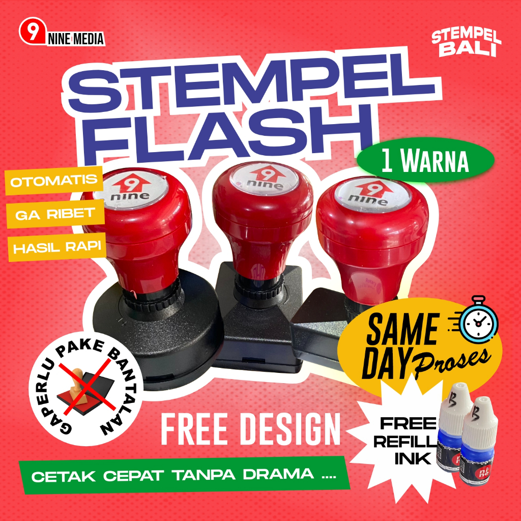 

STEMPEL FLASH CUSTOM DESAIN FREE DESAIN FREE TINTA ISI ULANG