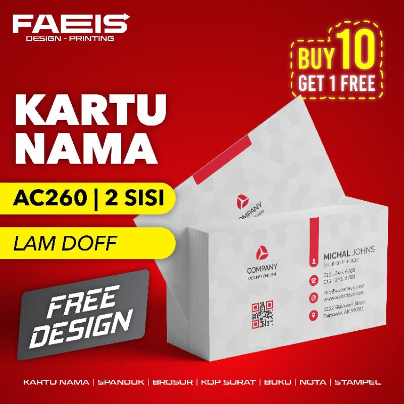 

Cetak Kartu Nama 2 Sisi | Lam Doff 2 Sisi | Free Design | Name Card | Business Card | Free Box | 1 Box Isi 100