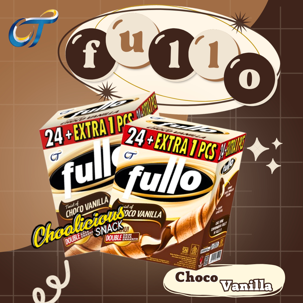 

FULLO Wafer Roll Rasa Cokelat & Susu Vanilla / Choco Vanilla Wafer Stick Ecer Makanan Ringan Snack @7 gram