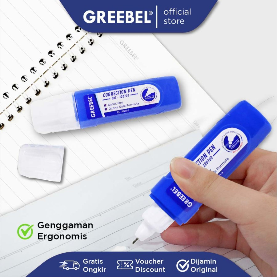 

Tip Ex Cair / Correction Pen Biru GREEBEL GBC 120703