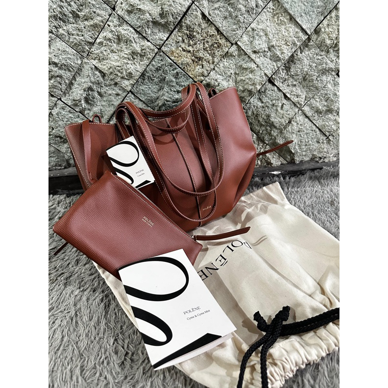 POLENE CYME MINI (Cognac Graine) bag