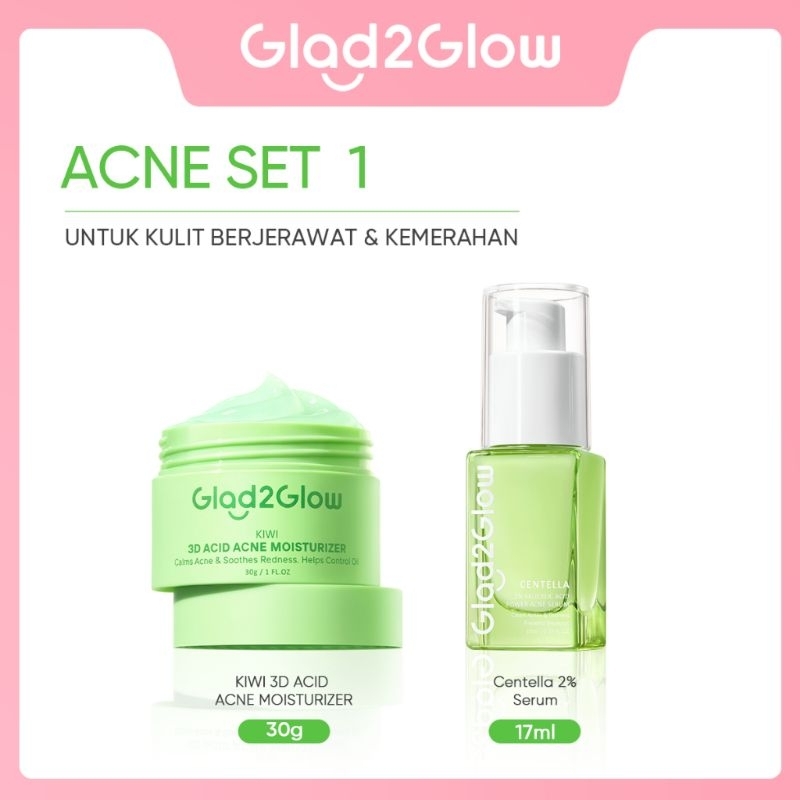 BUNDLE GLAD2GLOW ACNE - PAKET ACNE 2IN1 GLAD2GLOW- paket kiwi glad2glow